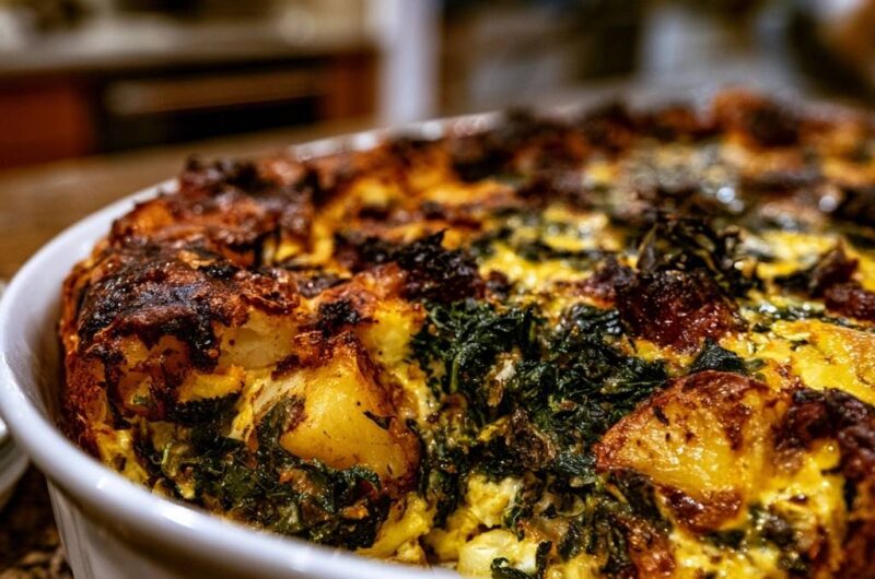 Crispy Potato and Spinach Breakfast Casserole